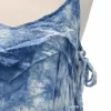 Blue and white tie-dyed halter strapless long dress for women's sleeveless short spice girl top Application Scenario